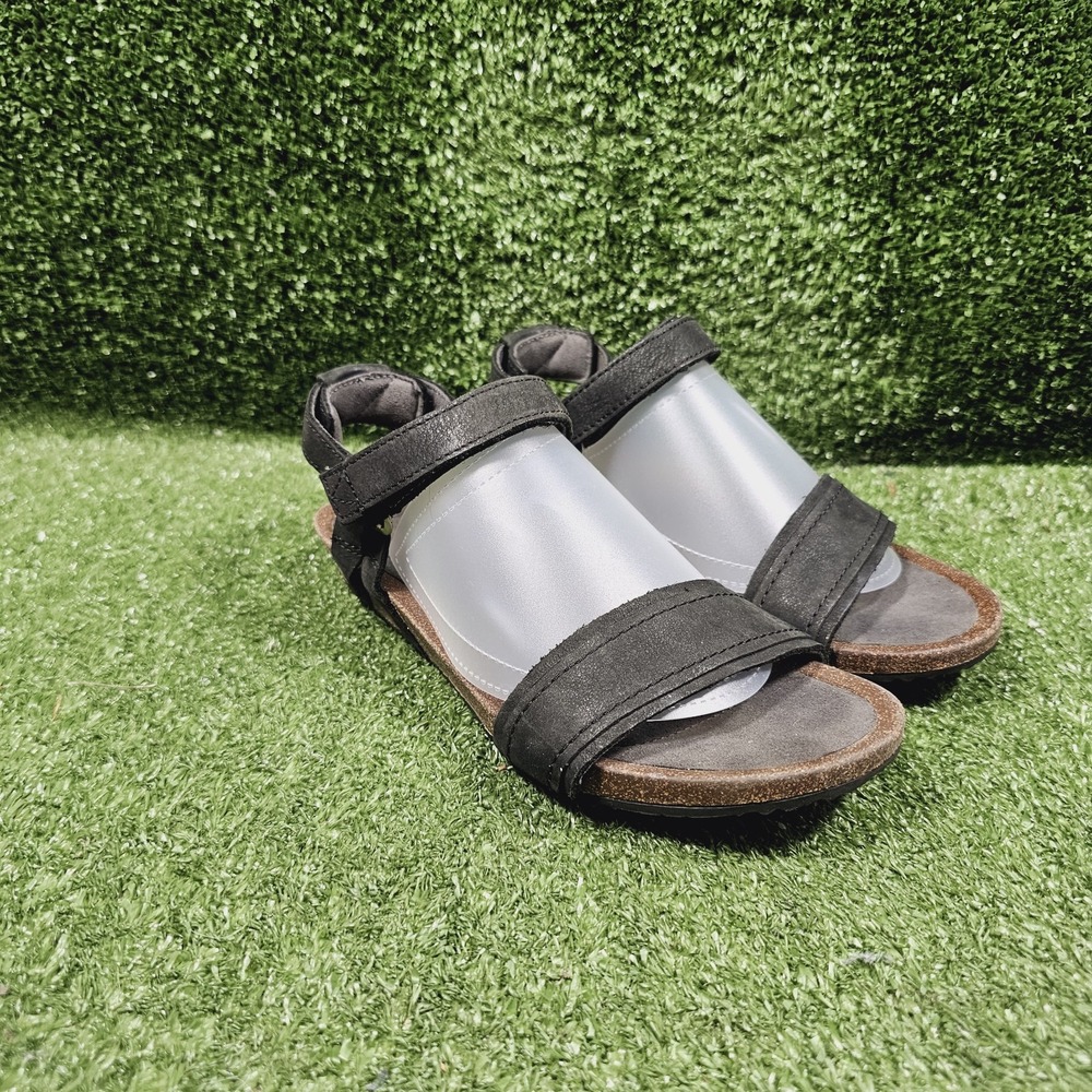 Teva Mahonia Stitch Sandal Strappy Comfort Black Leather Womens Size 7